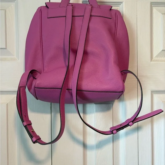 Tory Burch Carter Flap Pinky Lavender Leather Backpack - Picture 3 of 16